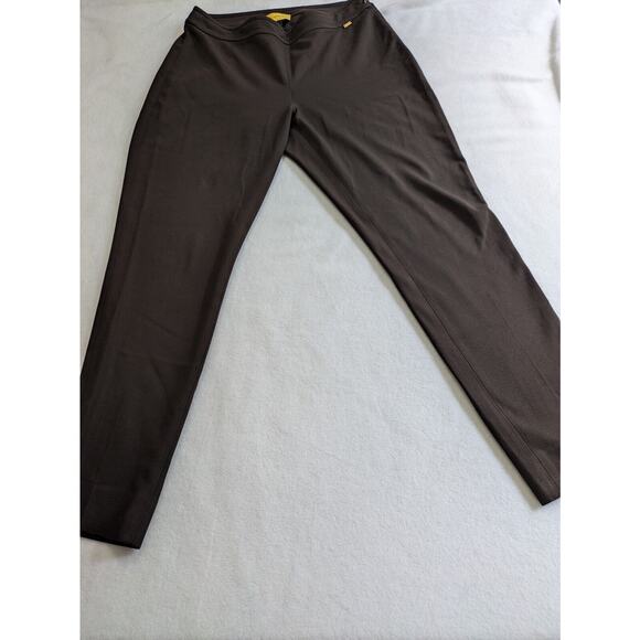 Vtg St. John pants brown size 10 straight leg ankle zip work office knit trouser - Picture 2 of 12